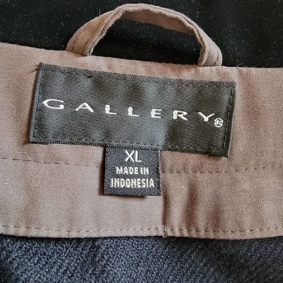 Gallery Velvet Hood Coat Gray Black Size XL - Picture 3 of 16